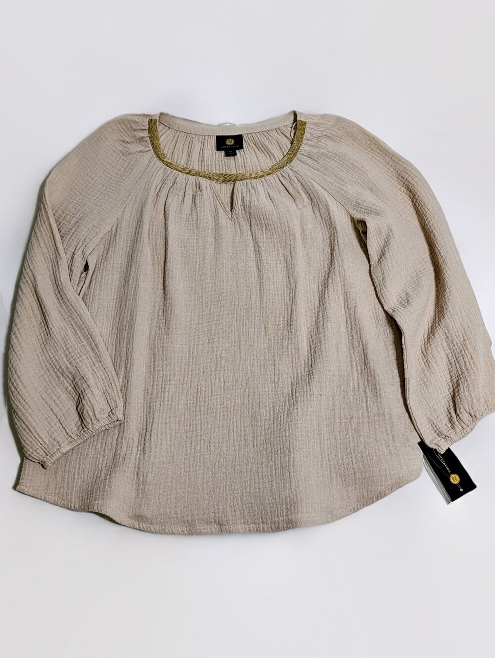 JM Collection 100% Cotton Gauze Blouse | Petite Small | NWT - Picture 3 of 11